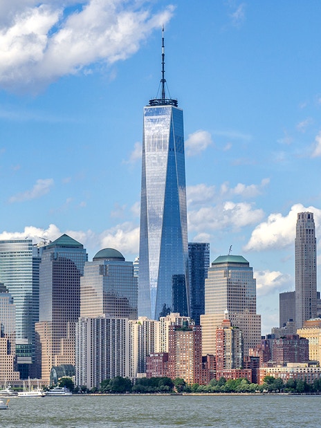 New York City skyline featuring One World Trade Center.