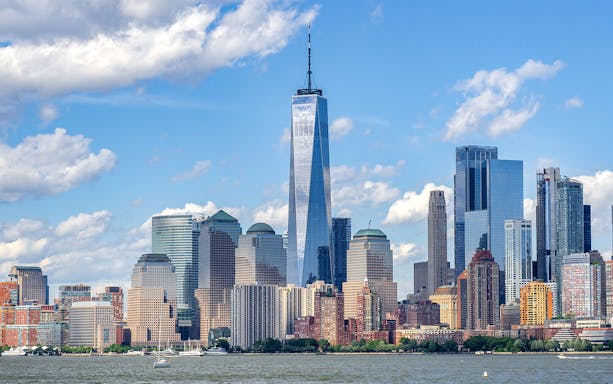 New York City skyline featuring One World Trade Center.