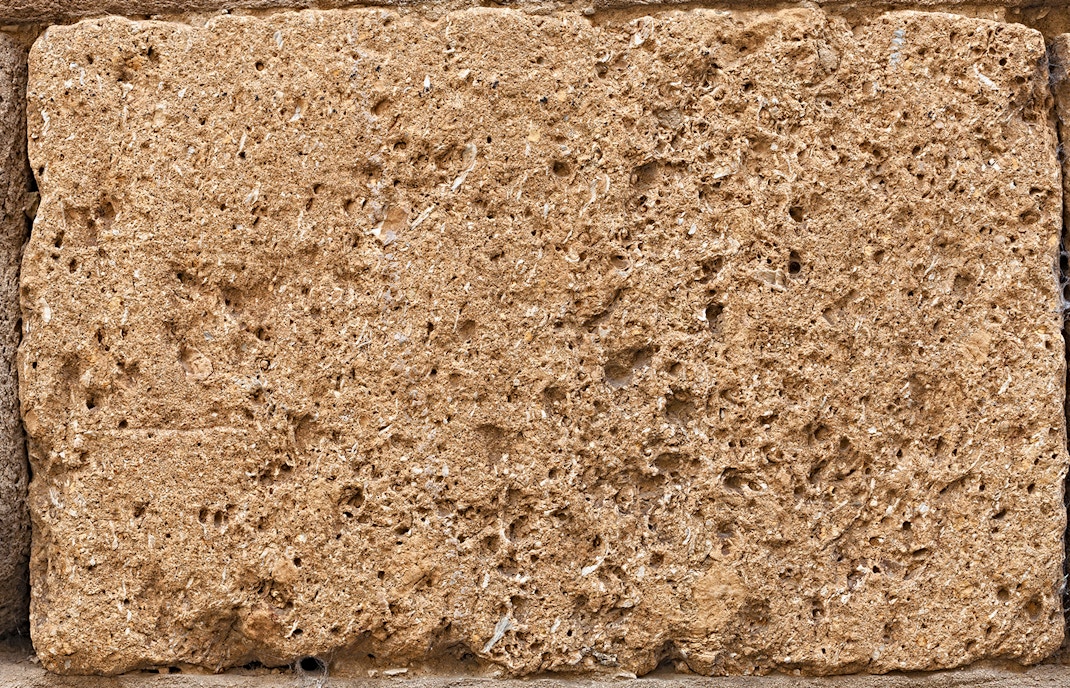 Tuff stone texture from volcanic eruptions in Naples, Italy.