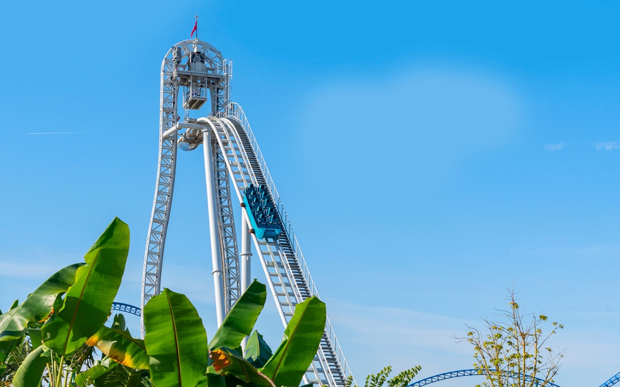 Roller coaster ascent at Hyper Coaster, Land of Legends Theme Park, Turkey.