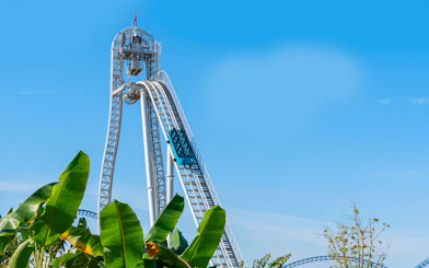 Roller coaster ascent at Hyper Coaster, Land of Legends Theme Park, Turkey.