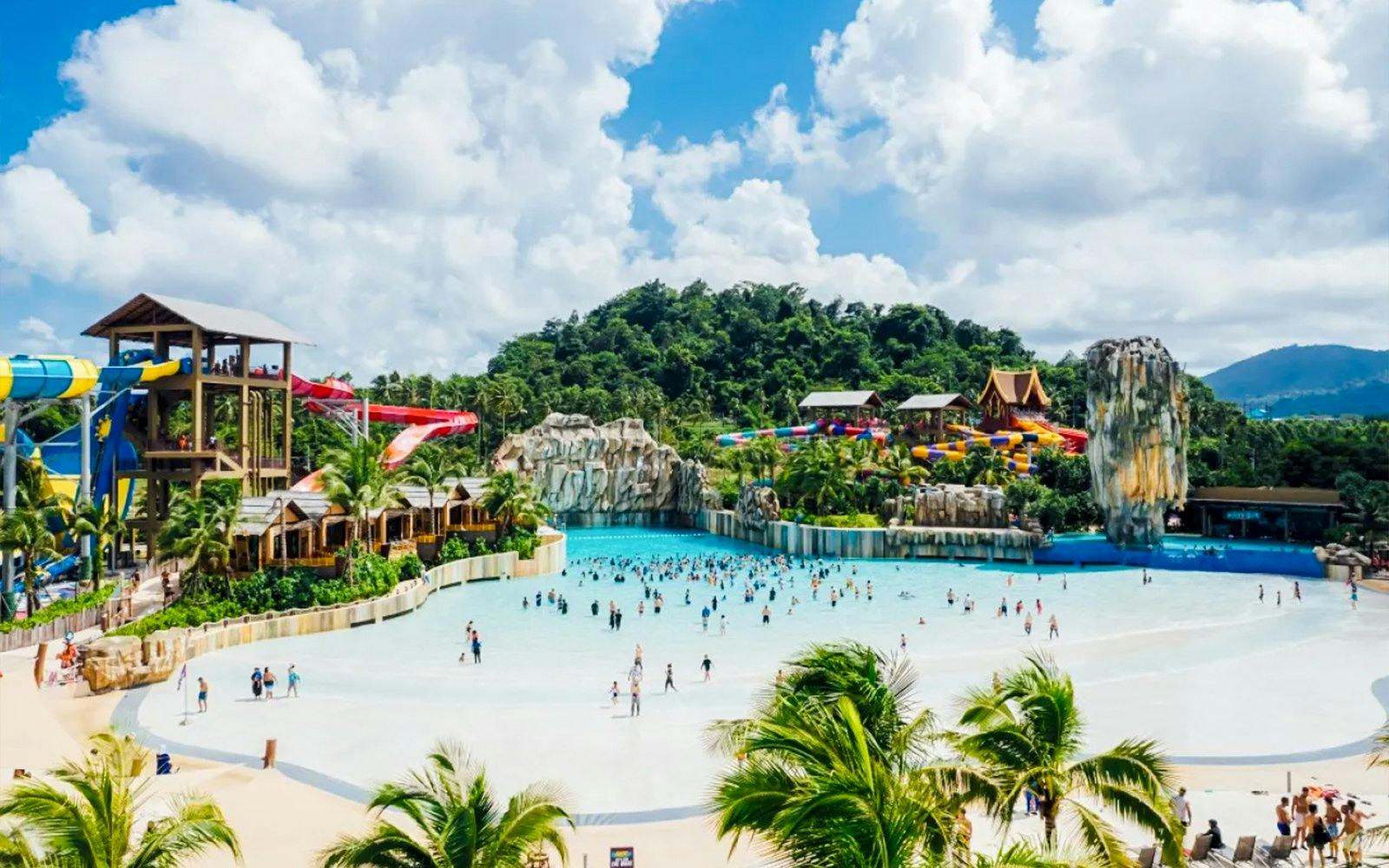 Andamanda Phuket Water Park with wave pool and colorful slides.