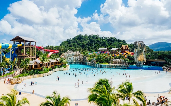 Andamanda Phuket Water Park with wave pool and colorful slides.