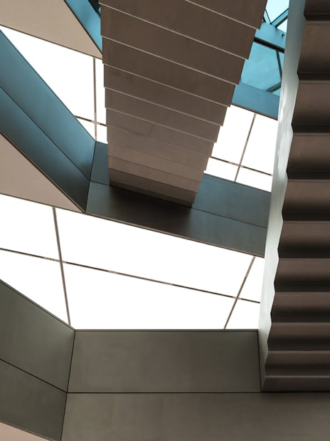 Modern architectural staircase at Heidi Horten Collection museum.