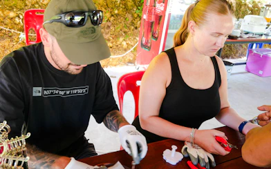 Participants crafting at Krabi Elephant Local Project workshop, Krabi.