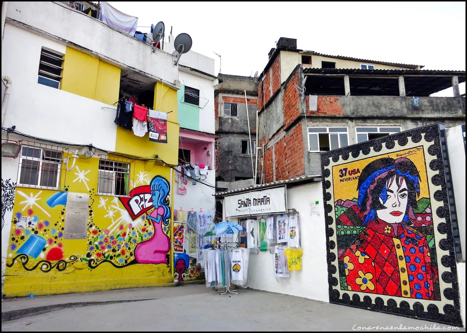 Street art and souvenir shop in Santa Marta Favela, Rio de Janeiro.