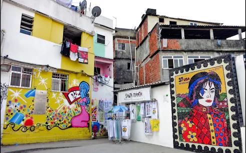 Street art and souvenir shop in Santa Marta Favela, Rio de Janeiro.