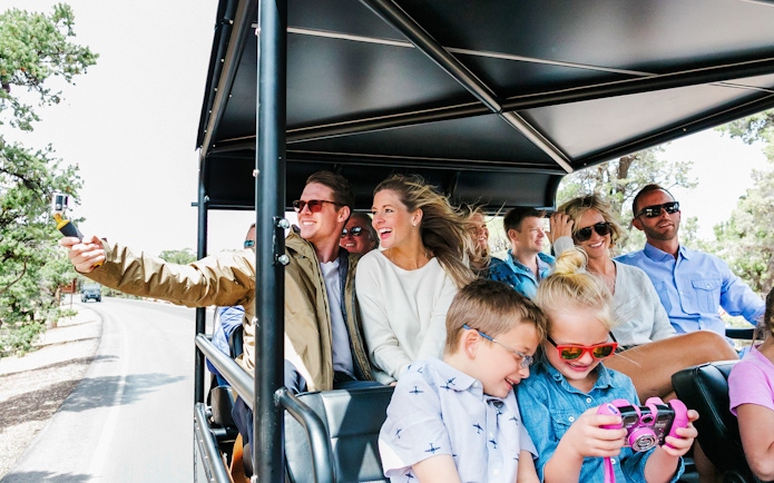 Group enjoying a Hummer tour at Grand Canyon National Park.