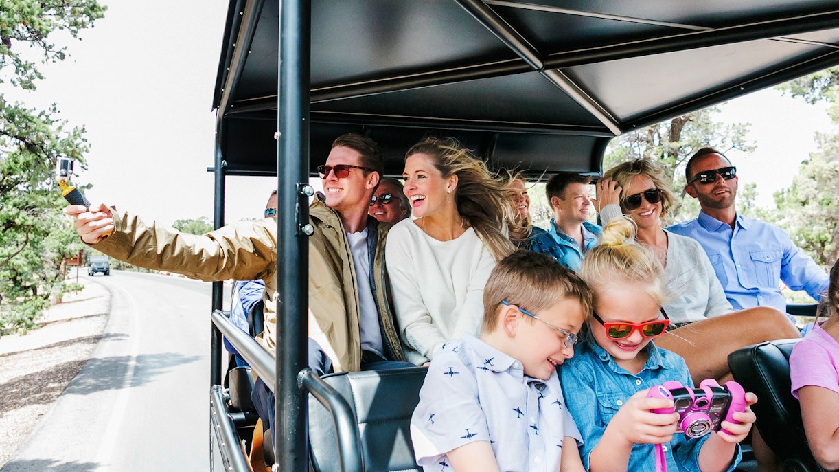 Group enjoying a Hummer tour at Grand Canyon National Park.