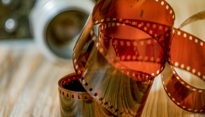 Film rolls and vintage camera