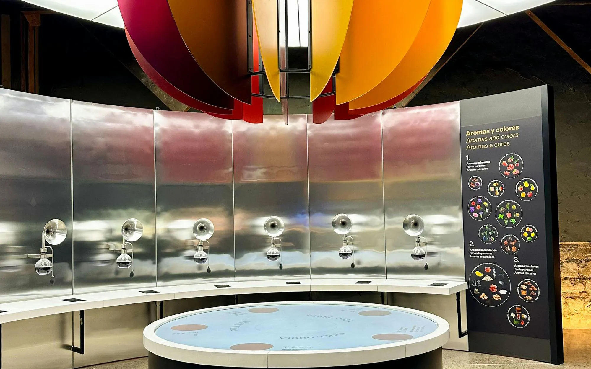Interactive aroma display at Viña Concha y Toro wine center in Santiago, Chile.