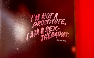 Wall text inside Red Light Secrets Museum of Prostitution, Amsterdam.
