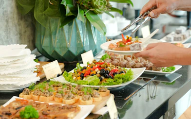 Buffet selection at Jasmine Halal Lounge, Terminal 2, Tan Son Nhat Airport.