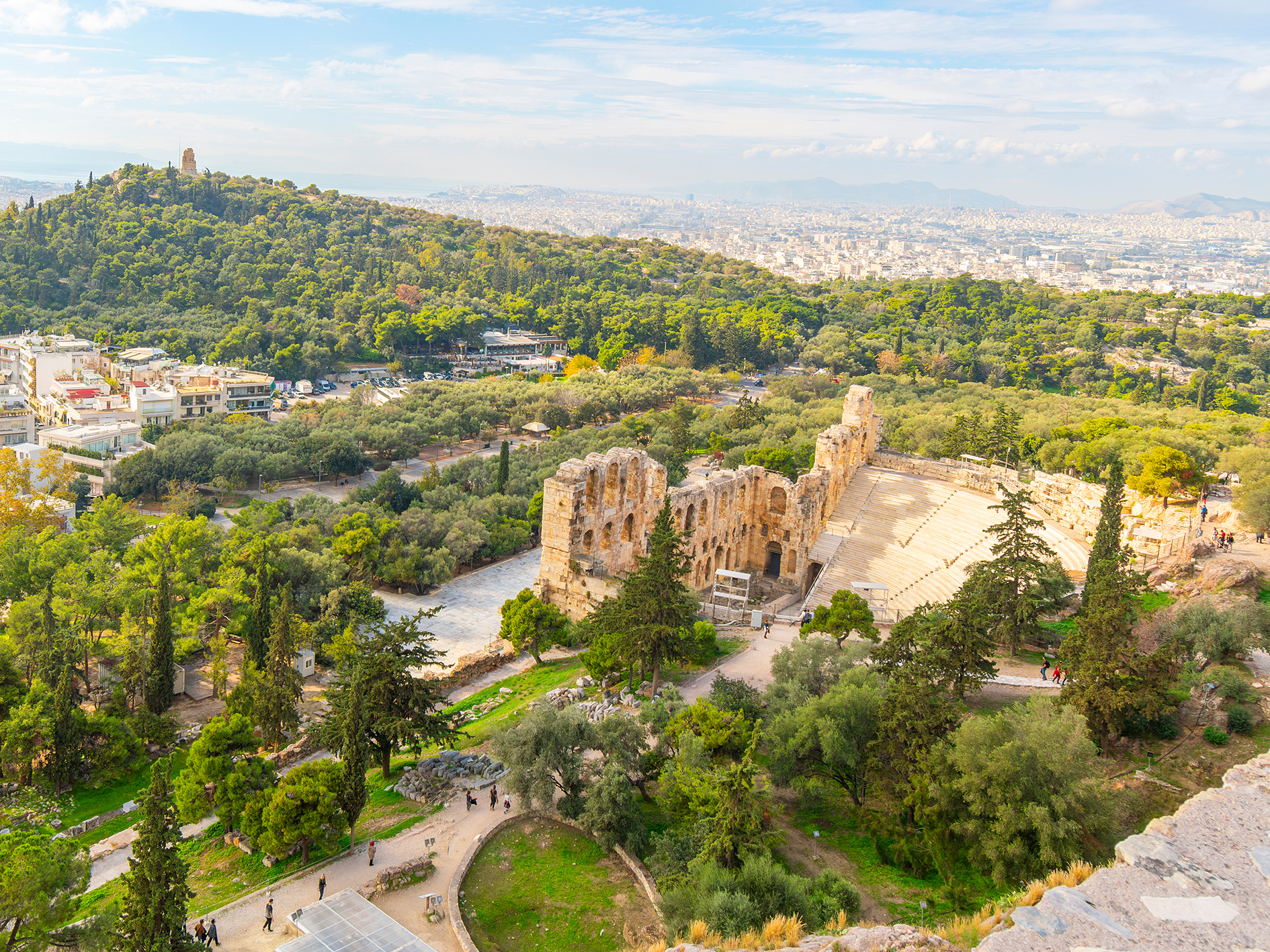 A view of the hilly slope from the Odeon of Herode Atticus