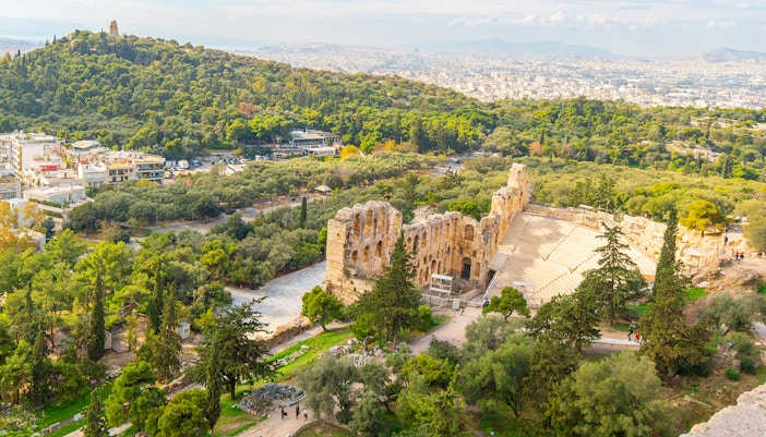 A view of the hilly slope from the Odeon of Herode Atticus
