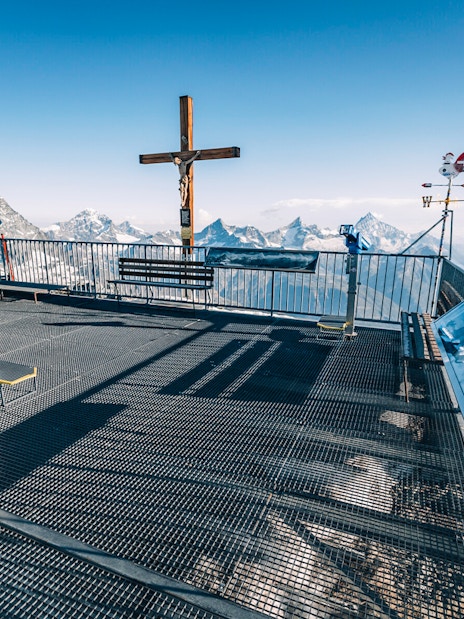 Viewing platform at Matterhorn Glacier Paradise with mountain views.