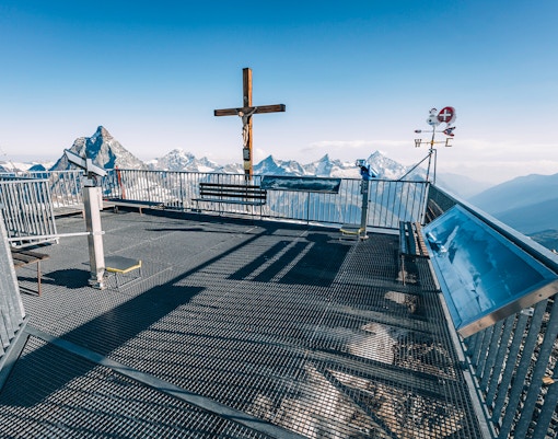 Viewing platform at Matterhorn Glacier Paradise with mountain views.
