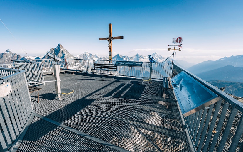 Viewing platform at Matterhorn Glacier Paradise with mountain views.