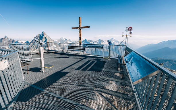 Viewing platform at Matterhorn Glacier Paradise with mountain views.