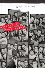 Merrily We Roll Along musical cast performing on stage, New York City.
