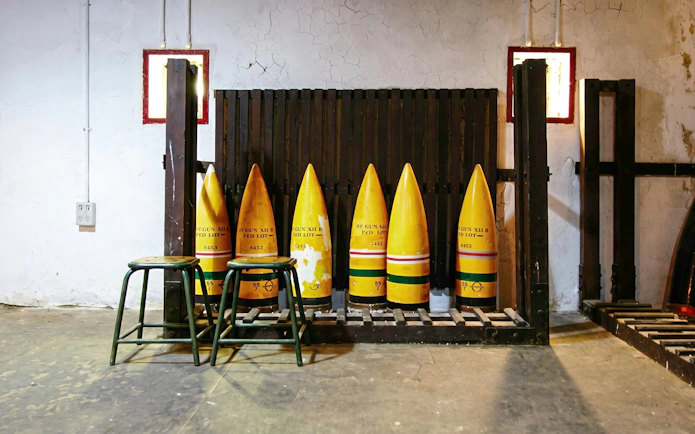 Shells displayed at Oliver Hill Tunnel Guns, Rottnest Island.