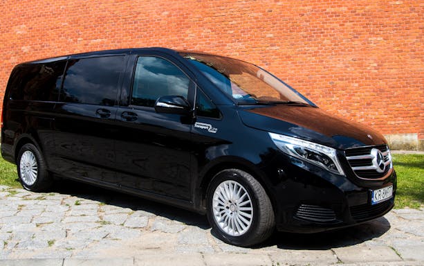 Black van for Balice Airport to Krakow City transfer.