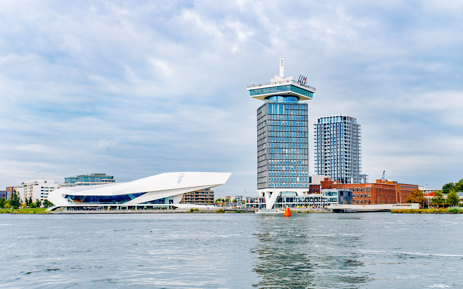 A’dam Tower and Eye Film Museum by IJ river in Amsterdam.