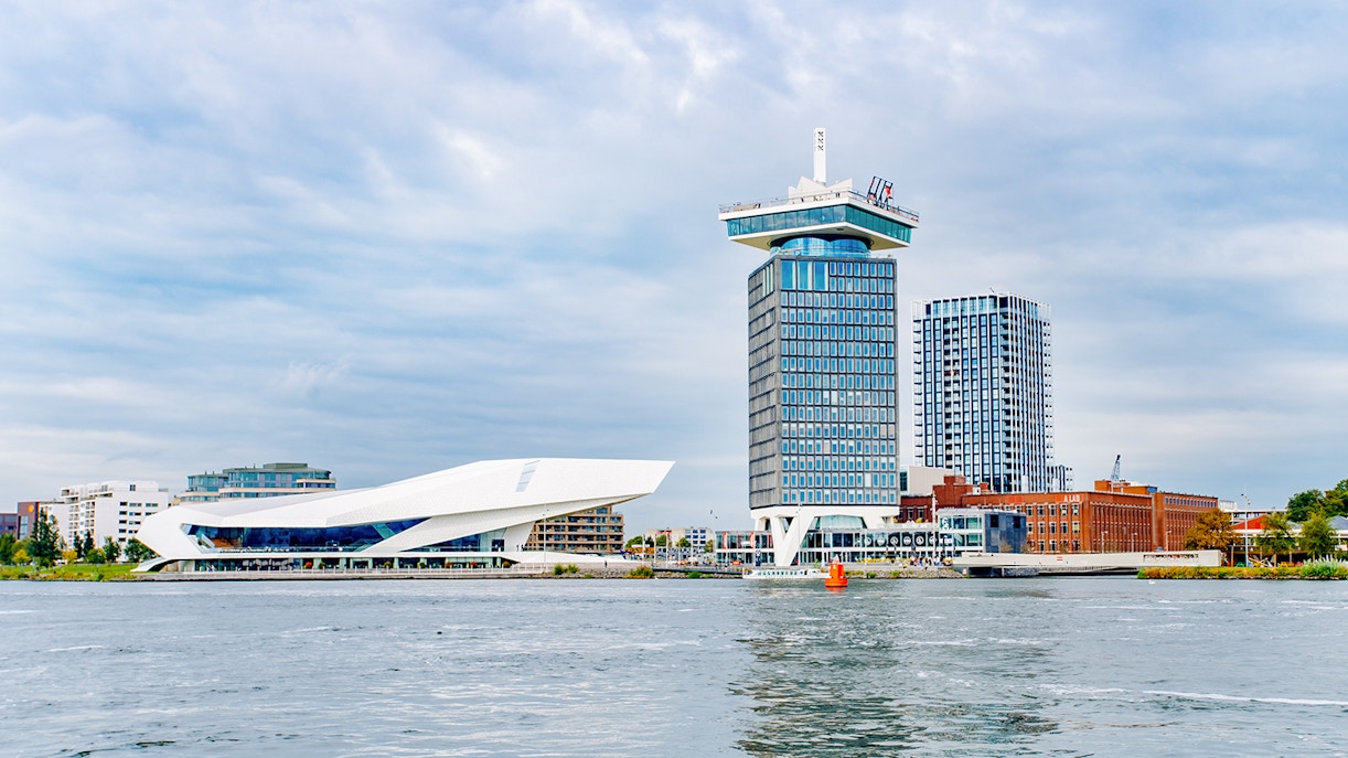 A’dam Tower and Eye Film Museum by IJ river in Amsterdam.