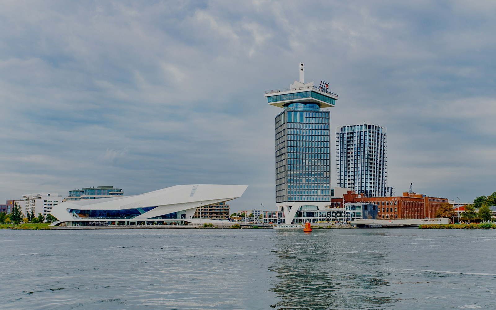 A’dam Tower and Eye Film Museum by IJ river in Amsterdam.