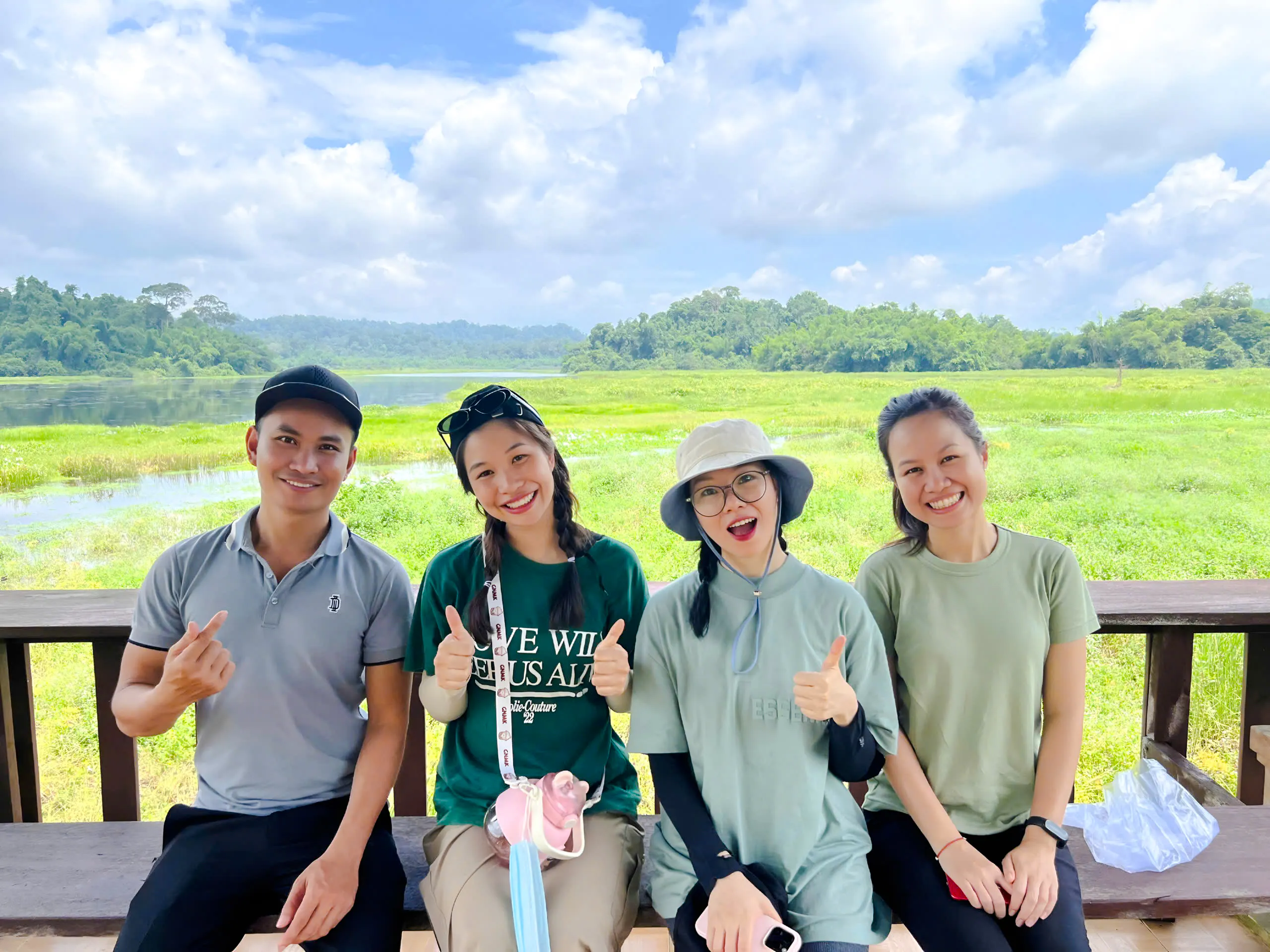 Group enjoying Nam Cat Tien jungle view, part of the Ho Chi Minh City one-day trek and river boating tour.