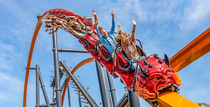 Roller coasters at Six Flags Great Adventure, New Jersey.