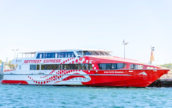 Ferry docked at Fremantle for snorkel tour to Rottnest Island.