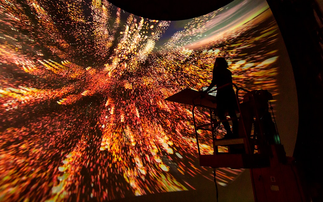 Interactive light show at This is Holland experience in Amsterdam.