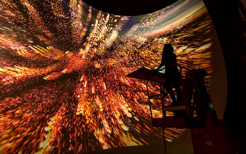 Interactive light show at This is Holland experience in Amsterdam.