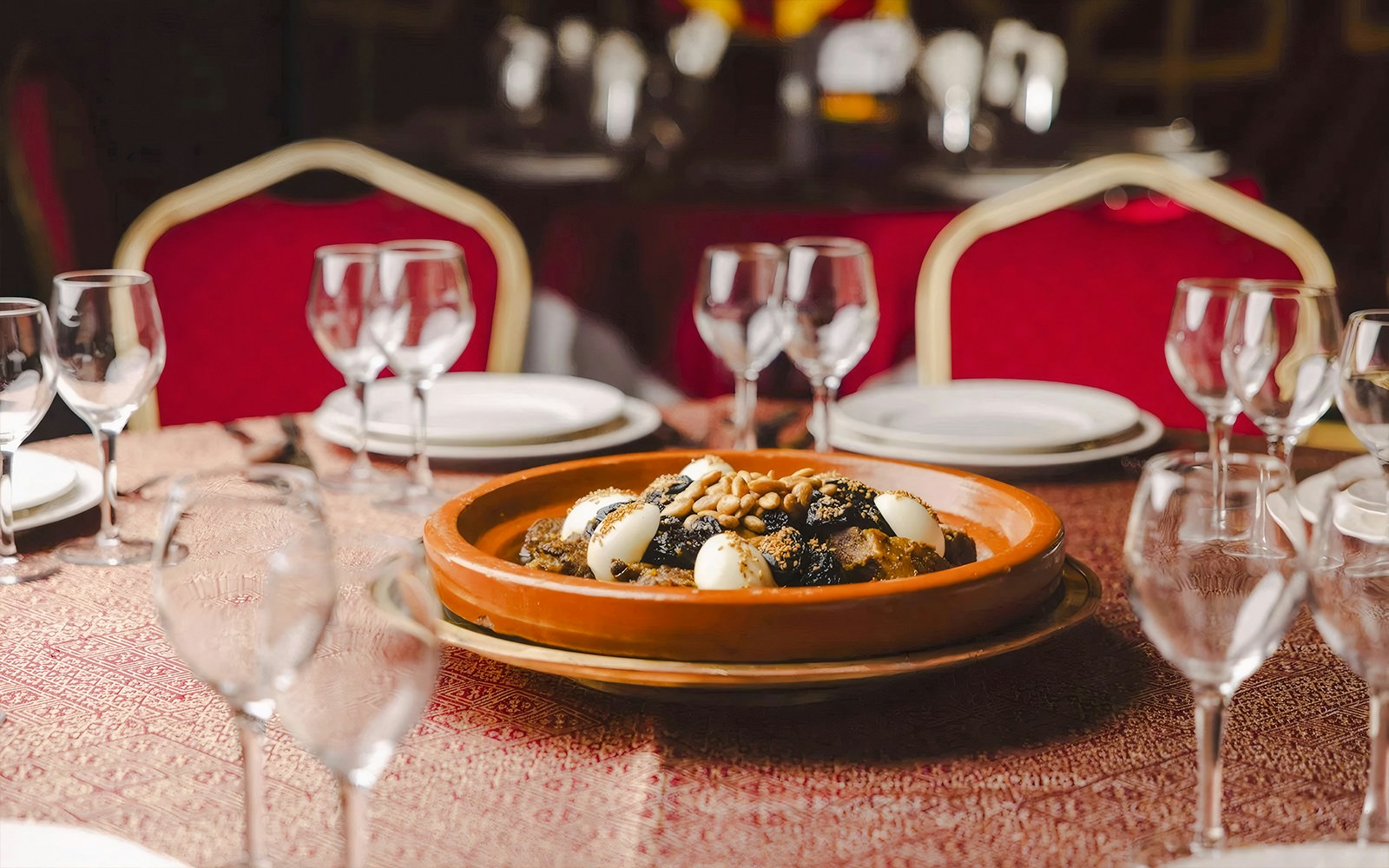 Traditional Moroccan dish served at Chez Ali Dinner & Fantasia Show, Marrakech.