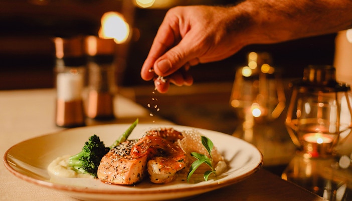 Meal being served at Dubai desert safari