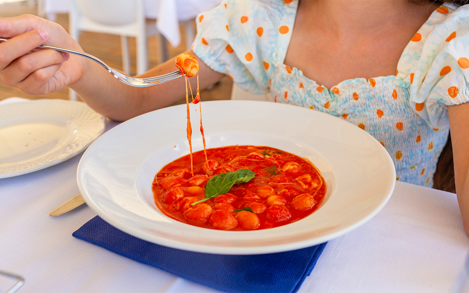 Gnocchi alla Sorrentina served on a Rome to Sorrento day trip.