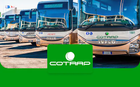 Cotrap buses lined up for one-way tickets from Bari International Airport to Matera.