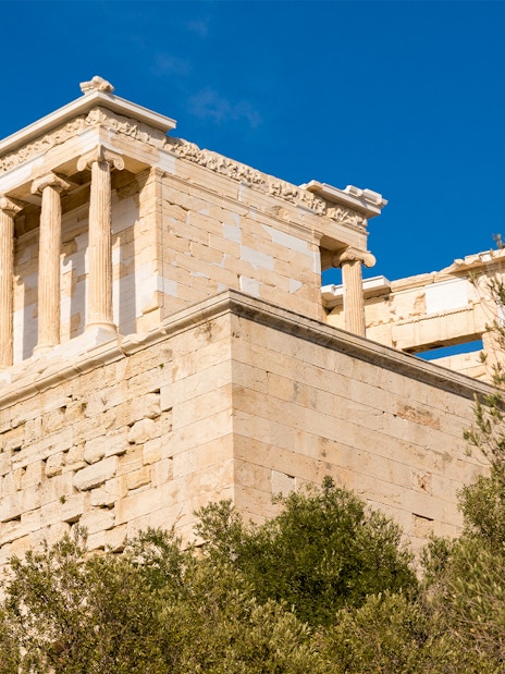 Temple of Athena Nike with columns and frieze, Athens, Greece.