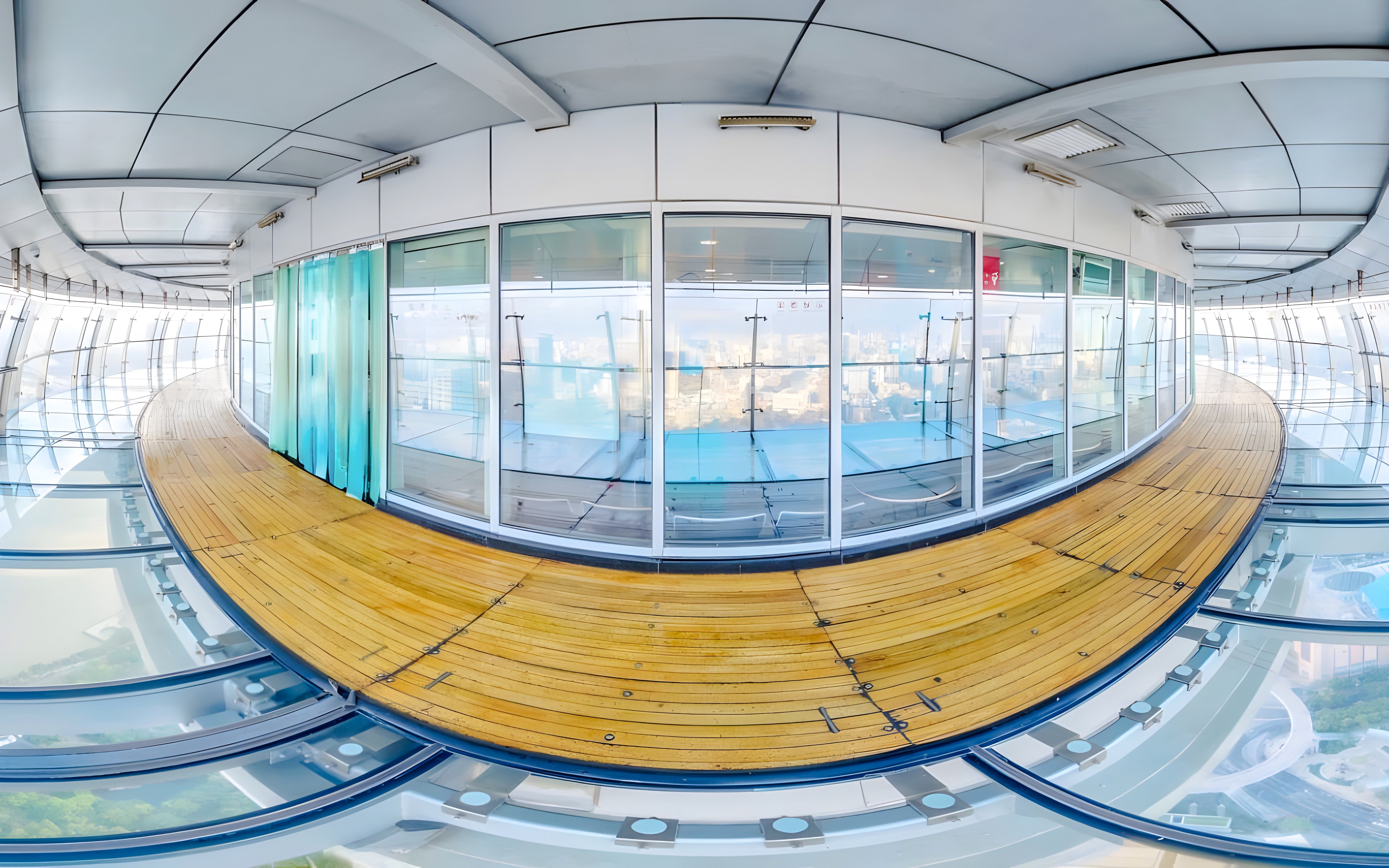 Observation deck with glass floor at Oriental Pearl Tower, Shanghai.