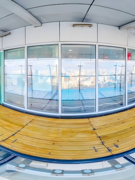 Observation deck with glass floor at Oriental Pearl Tower, Shanghai.