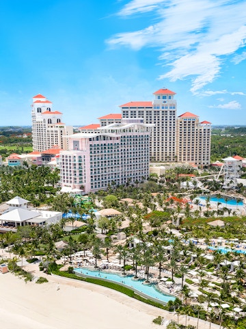 Baha Mar Waterpark with pools and resort buildings, Nassau, Bahamas.