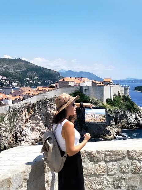 Dubrovnik city walls overlooking the sea, part of Game of Thrones tour.