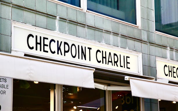 Checkpoint Charlie sign in Berlin on a private guided tour.