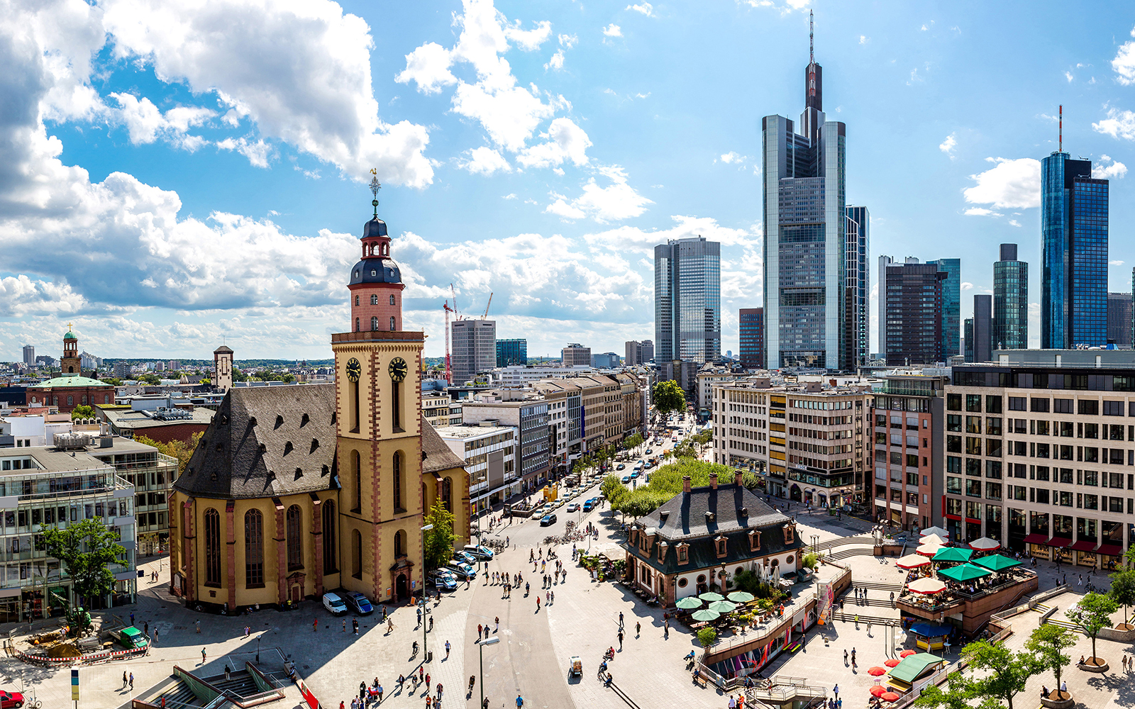 Aerial view of inancial district in Frankfurt