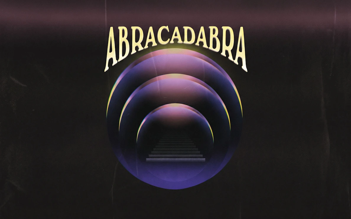 Abracadabra event poster with concentric circles at Pacha on Wednesdays.