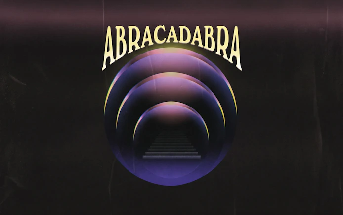 Abracadabra event poster with concentric circles at Pacha on Wednesdays.
