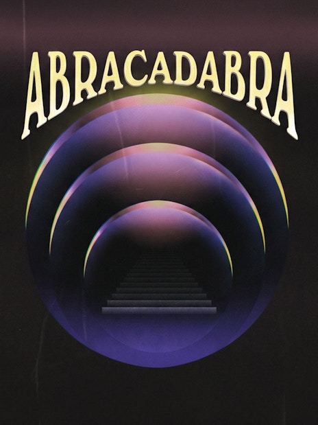 Abracadabra event poster with concentric circles at Pacha on Wednesdays.