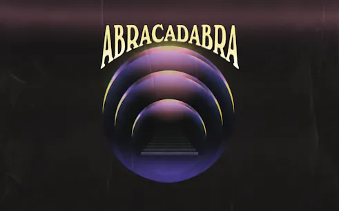 Abracadabra event poster with concentric circles at Pacha on Wednesdays.