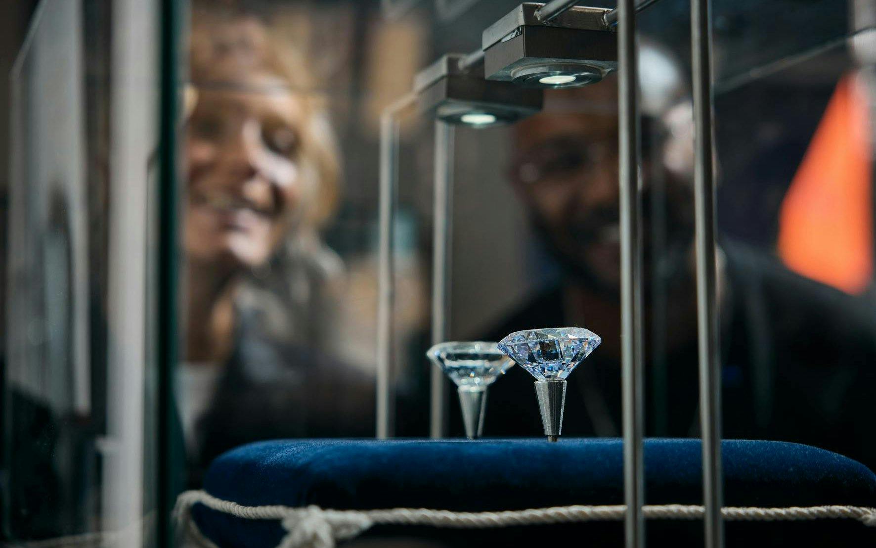 Diamonds on display at Royal Coster Diamonds in Amsterdam.